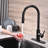 Single Handle Kitchen Faucet Pull Down Sprayer with Soap Dispenser in Matte Black