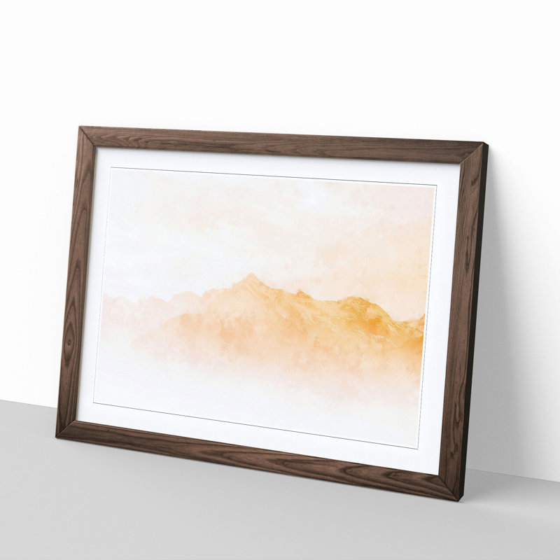 Distant Mountain - Picture Frame Graphic Art Print, 24cm H x 33cm W x 2cm D, Walnut Framed