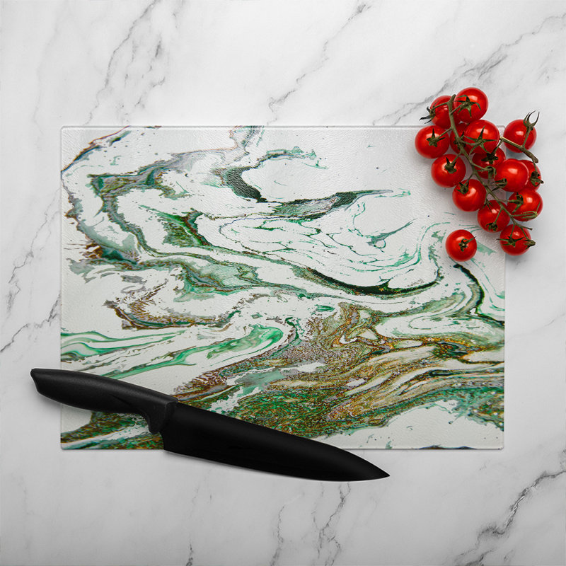 Marble Glass Chopping Board, 40cm L x 28cm W
