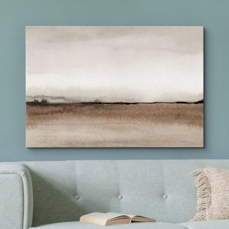 «Minimal Landscape Minimal Brown Pastel Valley Wilderness» sur toile, H 24 po x l 36 po, Toile tendue