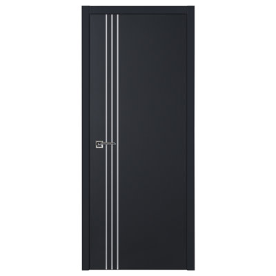 Glam G-Pro 004 Pre-Hung Soft Black Laminated Modern Interior Door 18in x 96in Left In-Swing