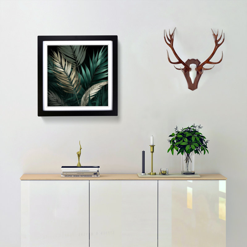 Palm Leaf - Framed Print, Black