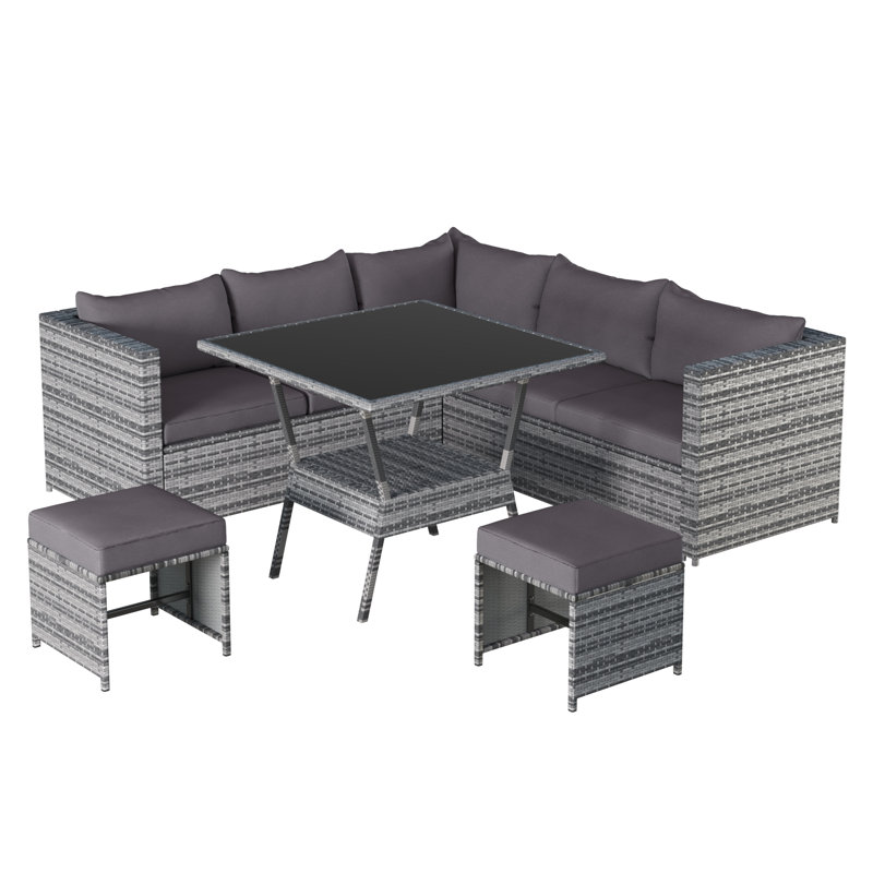 Berneta Wicker 150 - Person Garden Lounge Set with Cushions