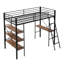 Lit mezzanine en métal avec tablettes et bureau