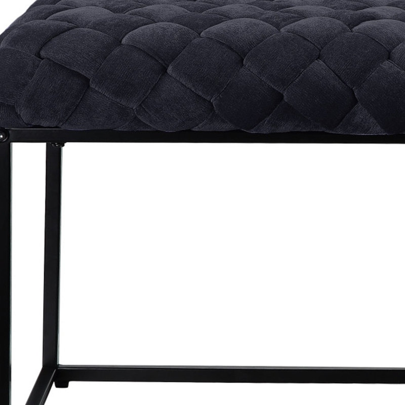 Banc rembourré 39 po en velours, Noir