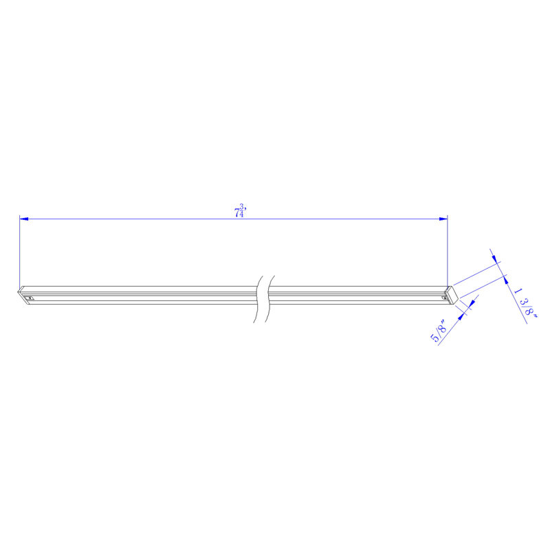 Track Extension Rod, 1.4" H x 0.7" W x 96" D, White