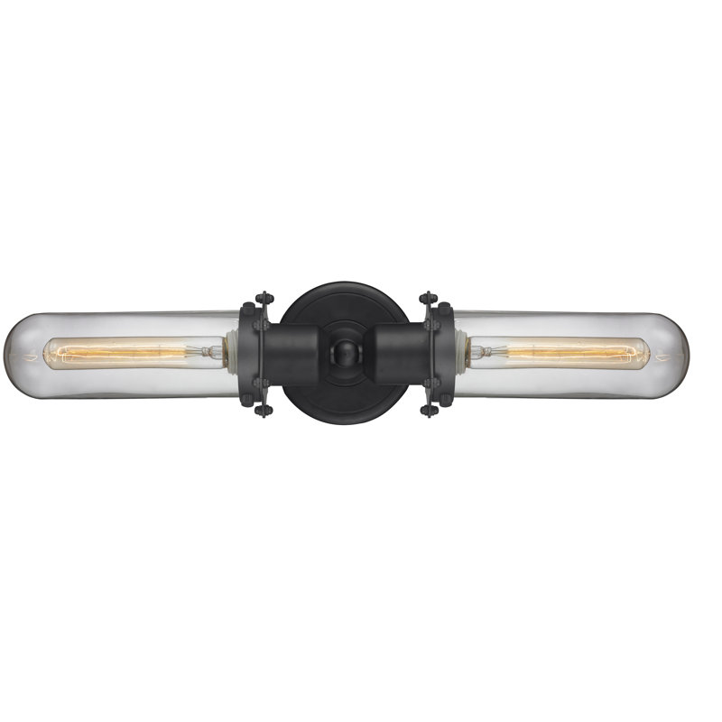 Éclairage pour meuble-lavabo 2 lumières Mikell, Transparent, Noir mat