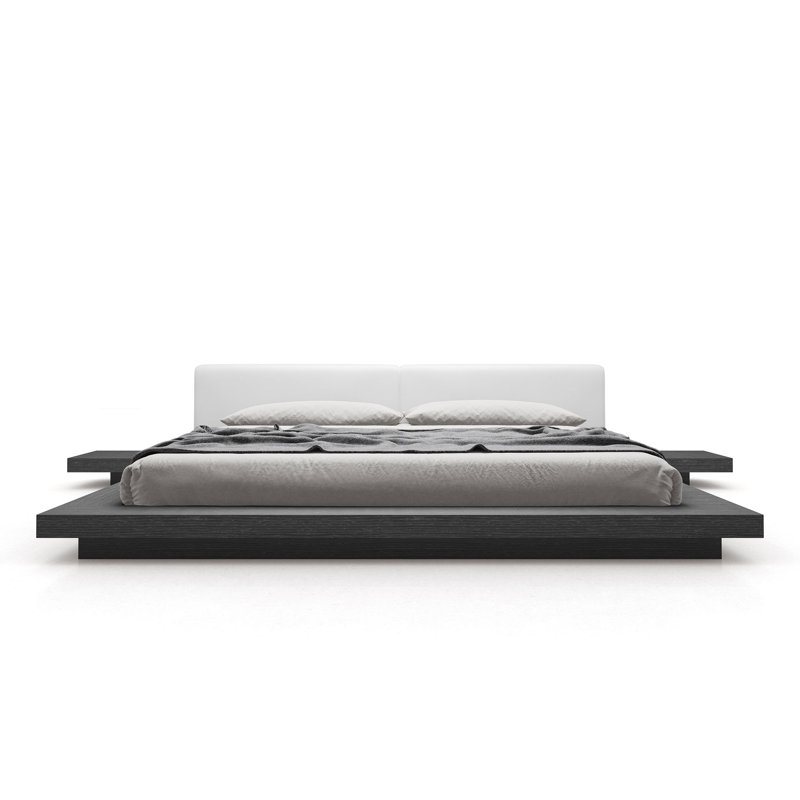 Upholstered Bed, King, Wenge/Pearl Gray Fabric