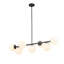 7-Light Glass Globe Modern Black Linear Chandelier for Dining Room-1486637219
