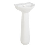17" Lanken 34" Tall White Porcelain Irregular Pedestal Bathroom Sink with Overflow