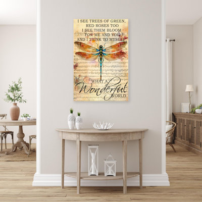 Dragonfly What A Wonderful World sur impression sur toile