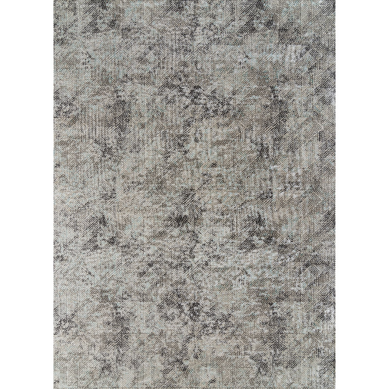 Bonwick Transitional Abstract Premium Polyester High-Low Performance Aqua/Gray Area Rug, Rectangle 9'6" x 13'9"