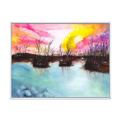 " A Landscape With A Blue Lake Swampy Shore "