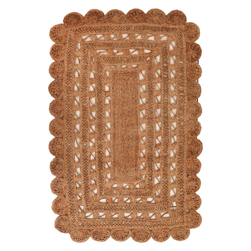 Rackers Hand Woven Jute Eco-Friendly Solid Area Rugs - Rectangle, Beige Color, Oriental Design, Low Pile, Natural Fiber, Outdoor Indoor Handmade Area Rugs for Living Room, Bed Room