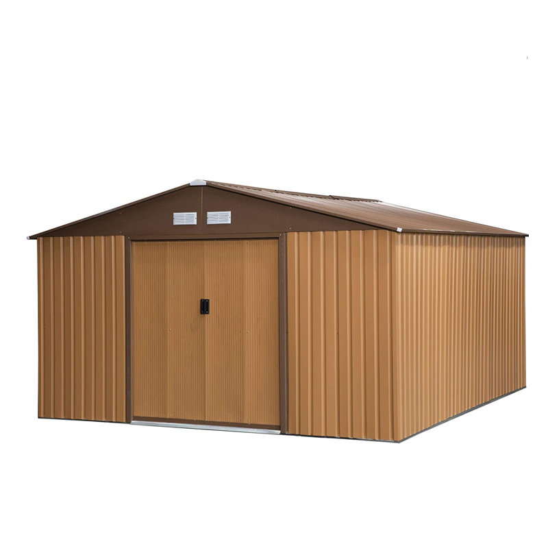 11 ft. W x 13 ft. D Metal Garden Shed, Brown