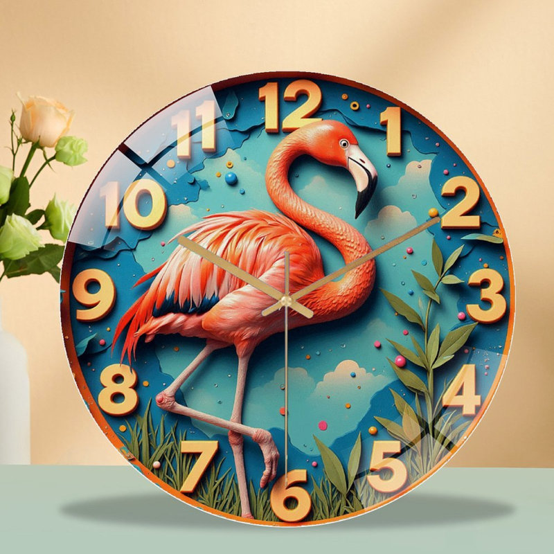 Horloge murale flamant rose 12 po