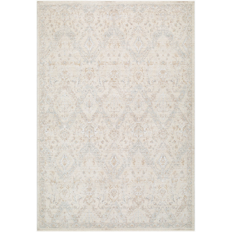 Landwehr Machine Woven Area Rug, Rectangle 2' x 2'11", Cream/Medium Gray