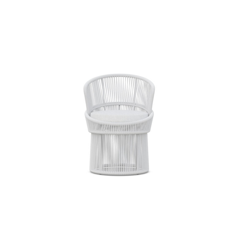 Palma Swivel Patio Dining Armchair with Cushion, Matte White Frame/White Mist Cushion
