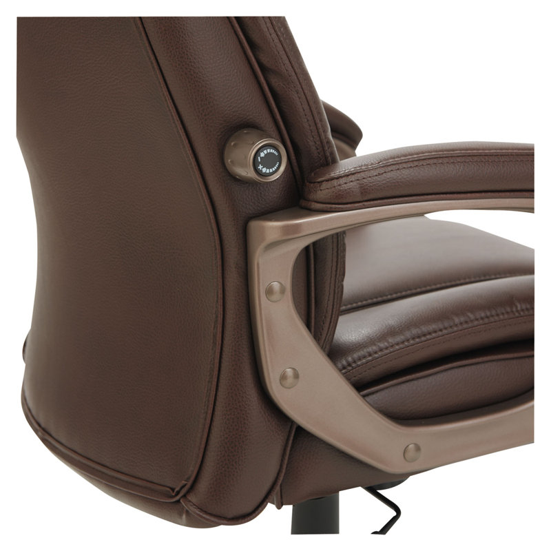 Alera High-Back Swivel Executive Chair with Adjustable Arms in Brown Leather