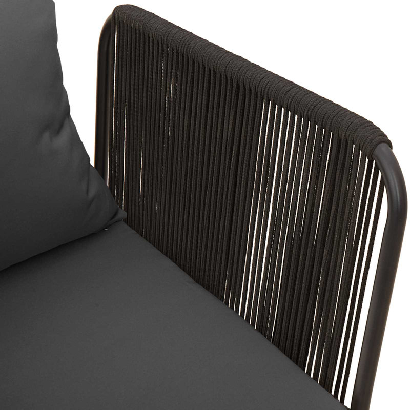 Patio Sofa with Cushions, 3, Anthracite Cushion/Black Frame