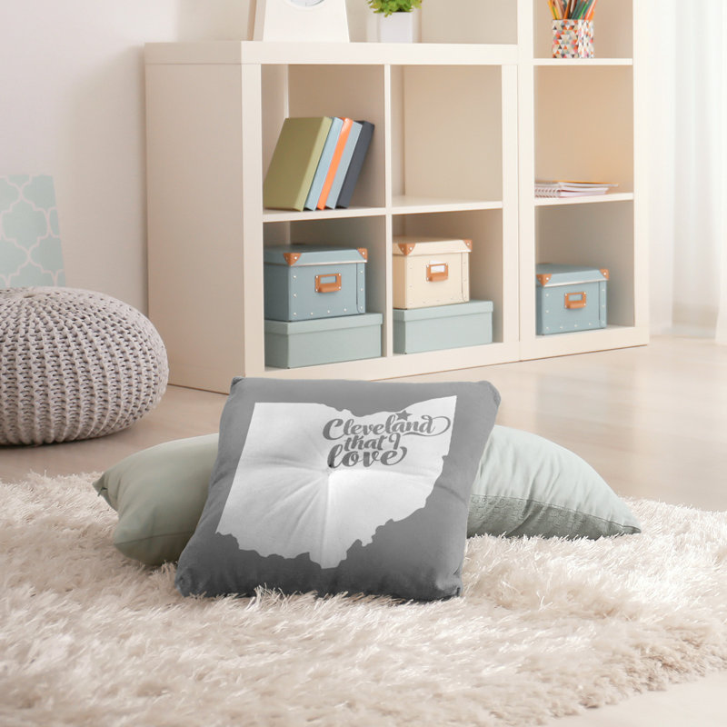 Coussin de plancher touffeté, 26 po x 26 po, Gris, Cleveland