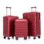 20 po / 24 po / 28 po 3 pièces / ensemble en valise à roulettes ABS, couleur assortie, avec serrure à combinaison (rouge vin)