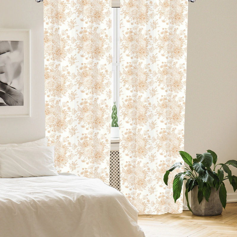 Floral Semi-Sheer Rod Pocket Sliding Panel, 28" x 63"