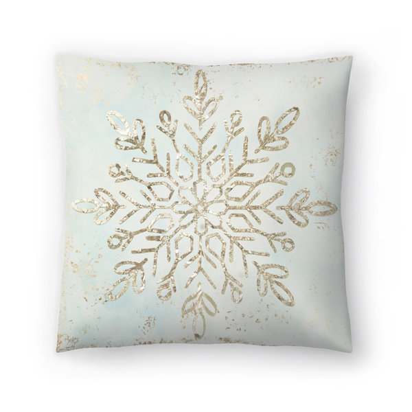 White Christmas Throw Pillow with Silver Sequin Snowflake - Decorative -  One Holiday Way