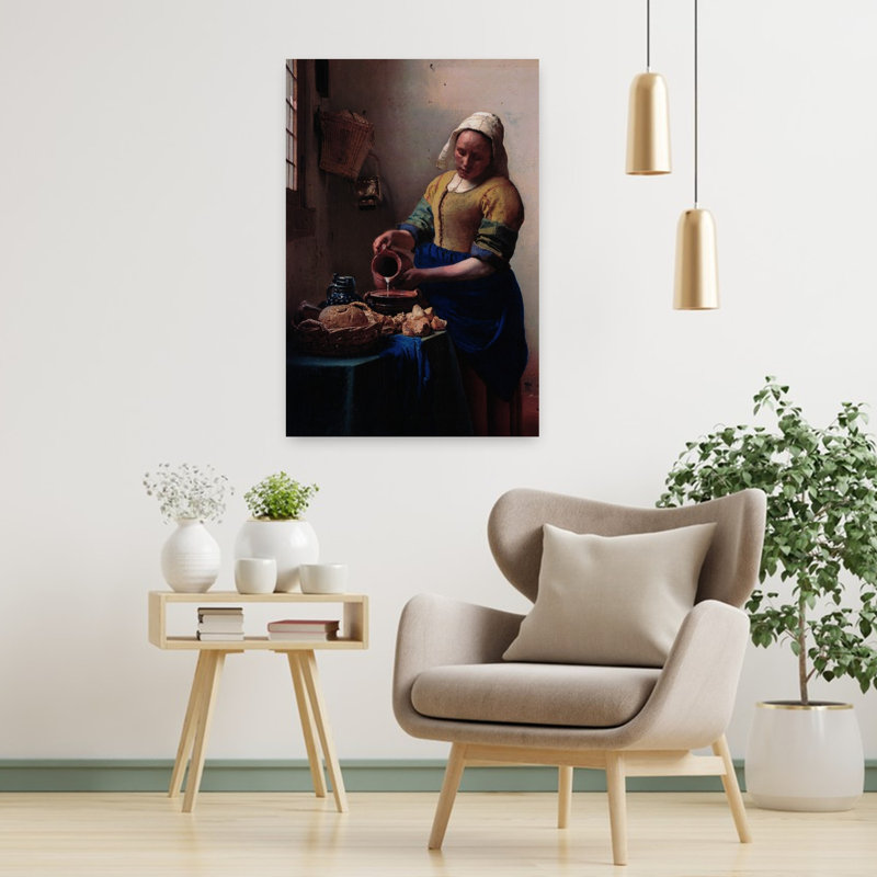 The Milkmaid Classic Contemporary Wall Art Print by Johannes Vermeer - Wrapped Canvas Print, 91.44cm H x 60.96cm W