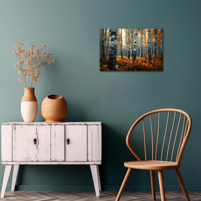 Hiver, forêt de bouleaux, reproduction d'art sur toile, automne nature, reproduction de bouleau d'automne, œuvre d'art murale pour salon, chambre à coucher, bureau, impressions sur toile saisonnières, prêt à accrocher, 12 po x 16 po