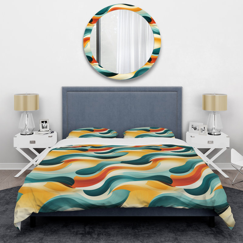 Karanveer Mod Wave Revival - Ensemble de housse de couette style Mid-Century - Microfibre de polyester