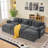 Sectional Sofa with 3 Ottomans (Gray)