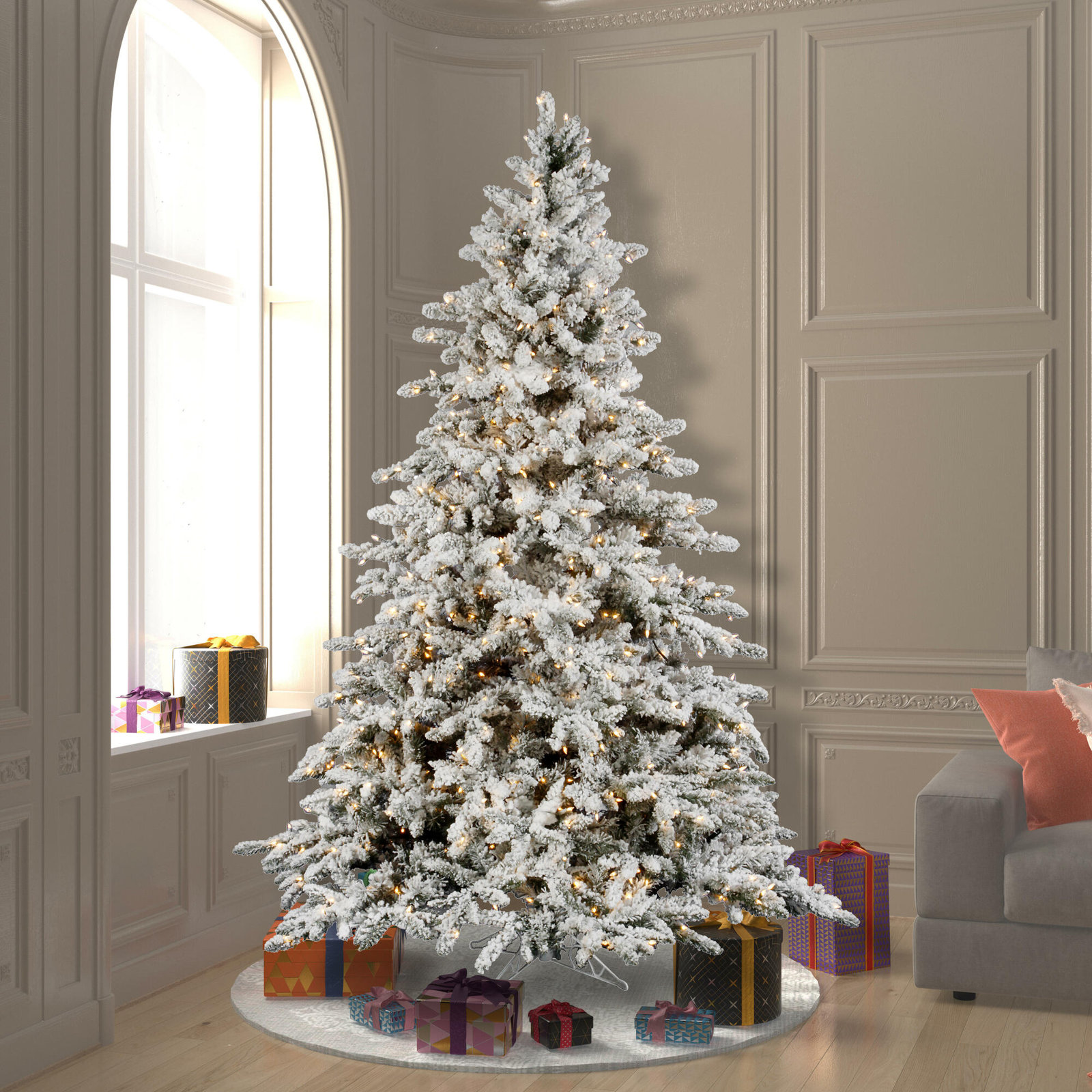 Frosted 12' Pre-Lit Fir Christmas Tree, 7.5'