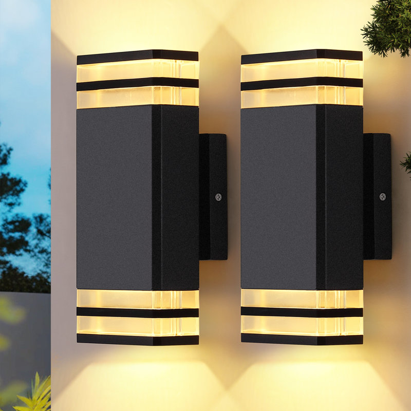 2-Pack 9.8" Modern LED Up and Down Wall Sconce – Aluminum Square Wall Light, IP65 Waterproof
