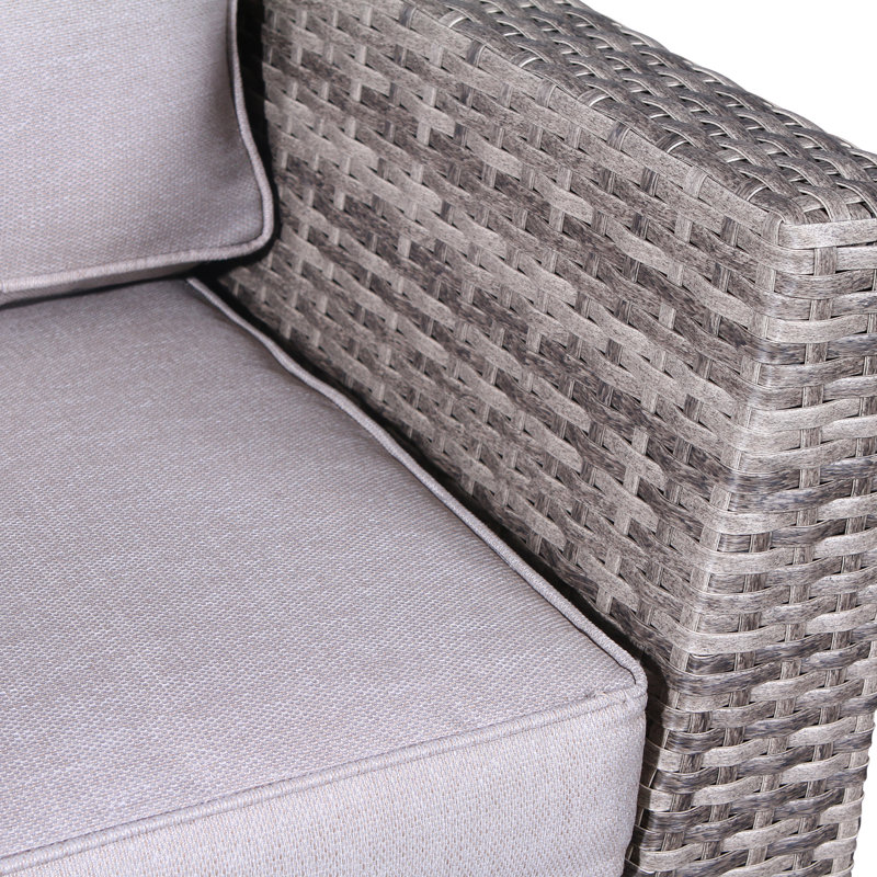 Ensemble de conversation modulaire en osier avec coussins 8 pièces Kirkby