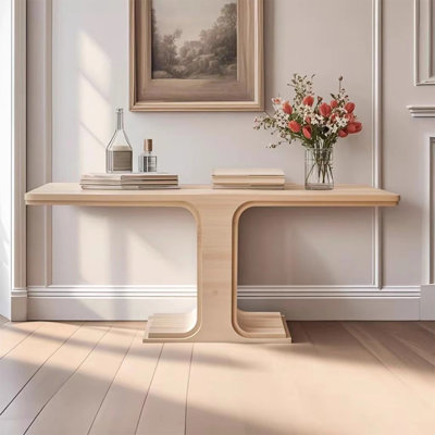 Table de véranda moderne et simple en bois massif