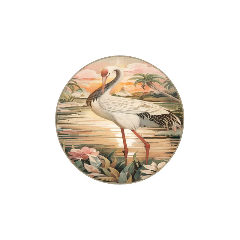Animal And Lake Patterned Decorative And Woven Based Washable Carpet, Rectangle 4' x 5'11"