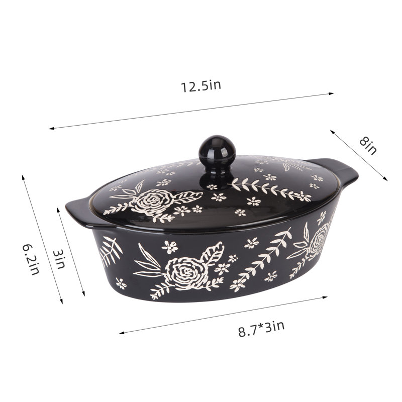 Plat de cuisson en grès ovale Wisenvoy, Noir