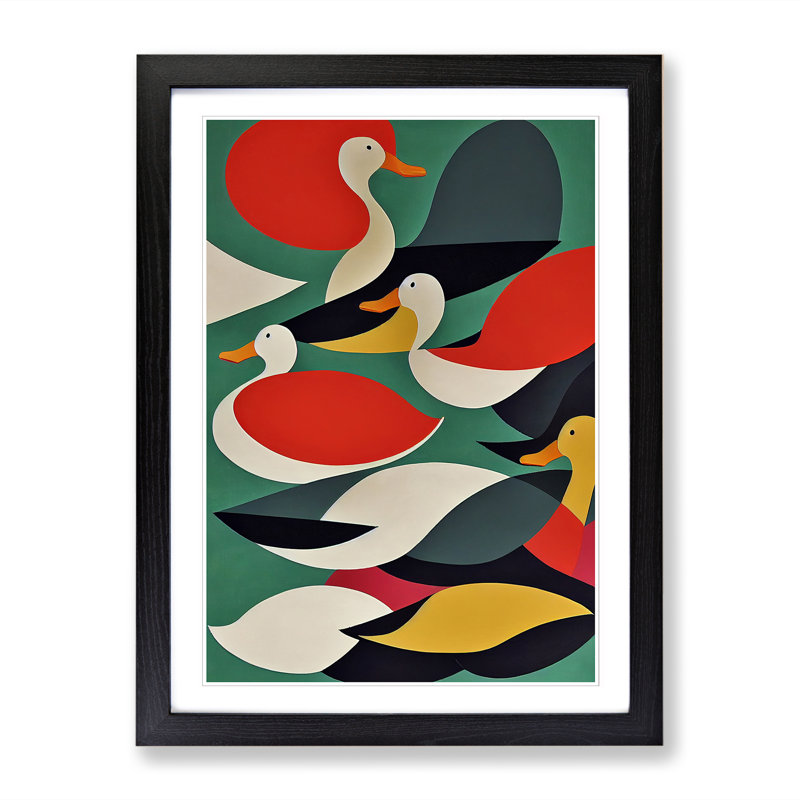 Aneicia Ducks - Picture Frame Print, Black, 64cm H x 46cm W x 2cm D