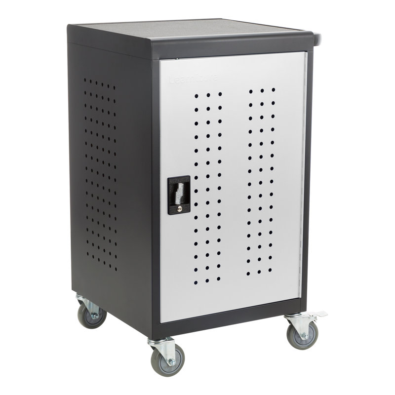 Shapes Series 38.25'' H x 24'' W Laptop/Tablet Storage Cart with Wheels, Black/Charcoal