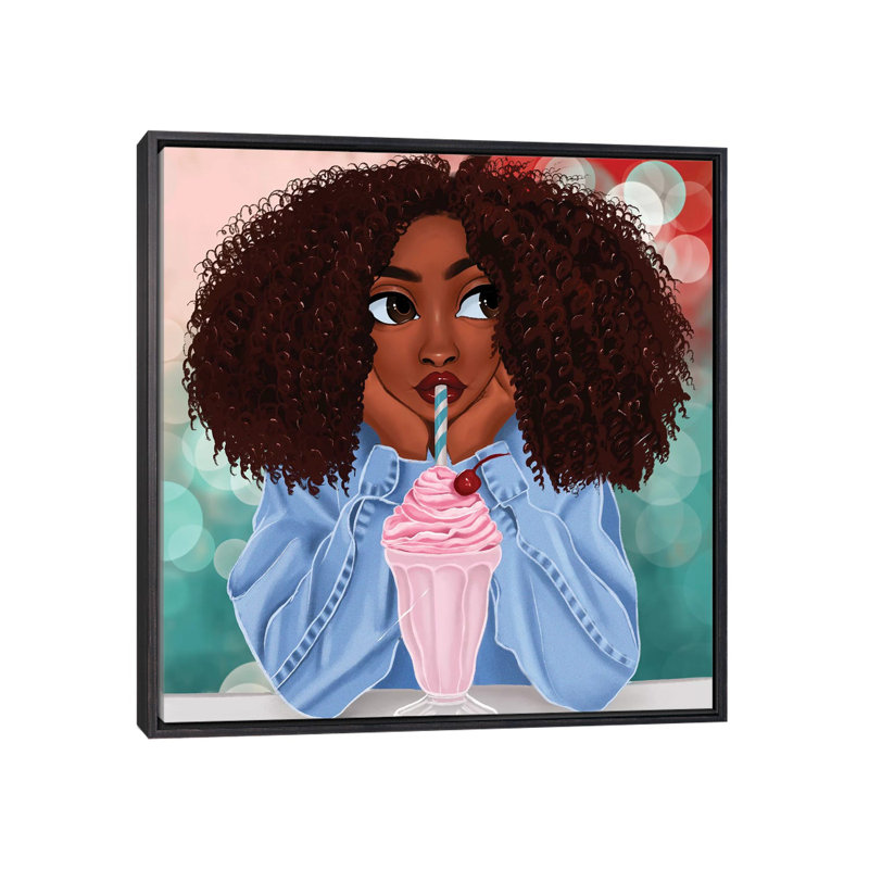 Milkshake par Princess Karibo - impression, H 37 po x l 37 po x P 1,5 po, Toile avec cadre noir patiné, Pas de tapis