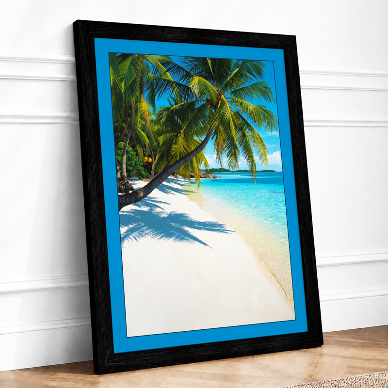 Palms on Paradise Shore Coastal - Framed Print, A3 - 42.0 x 29.7 cm, Black