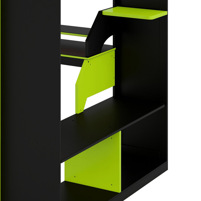 Lit mezzanine avec prise de courant, ports USB / Type-C et lumière RVB, conception Tech-Ready, Vert