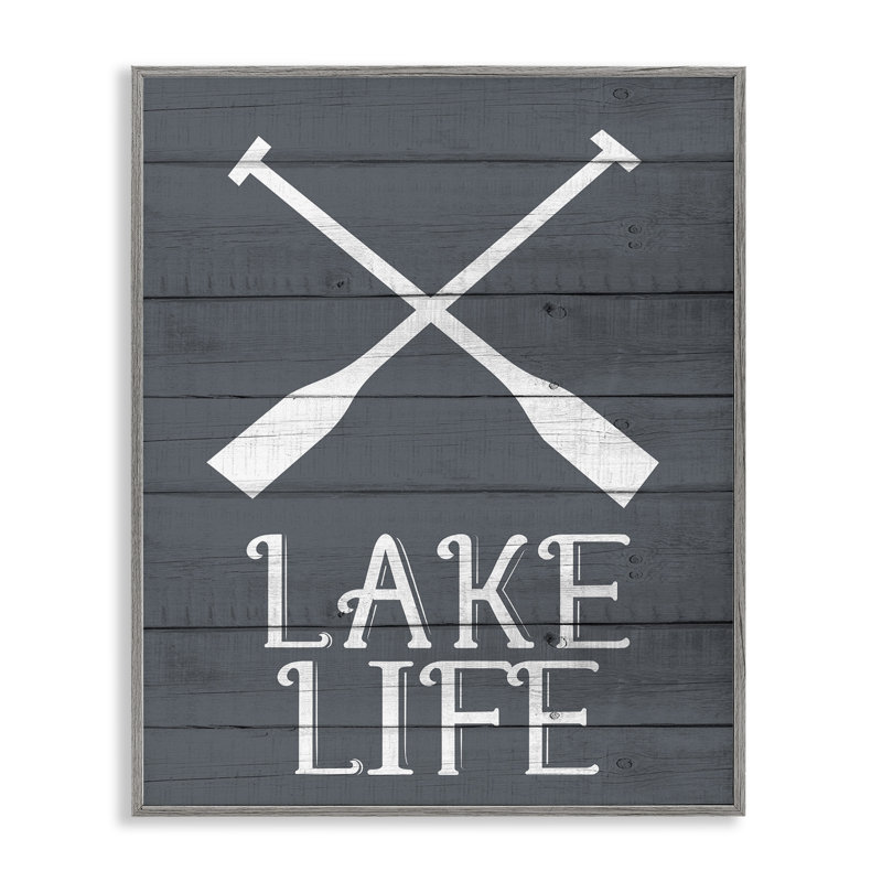 «Nautical Blue Lake Life Life Rustic Boat Oars» par Kim Allen - impression d'art graphique, H 20 po x l 16 po