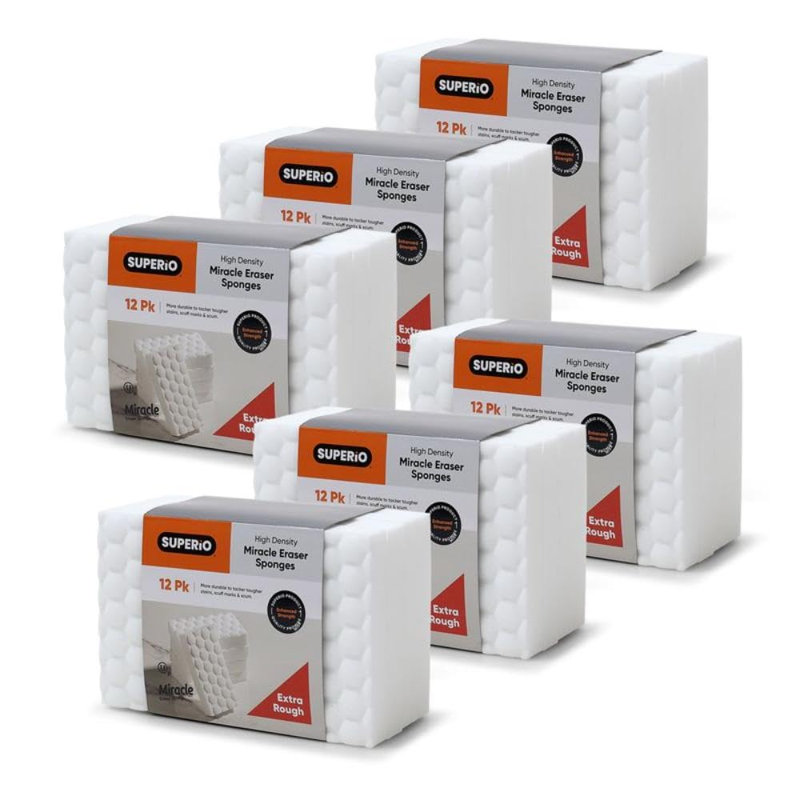 Éponges à effacer Miracle Superio haute densité, épurateurs puissants et durables pour saleté tenace, 72 unités