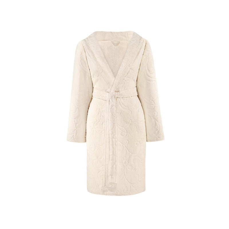 Sharly Ecru 100% Cotton Terry Cloth Bathrobe, XL