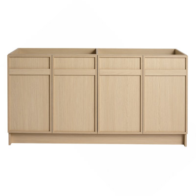 Meuble-lavabo autoportant de 60 po et 4 portes d'armoire à fermeture en douceur - sans le lavabo