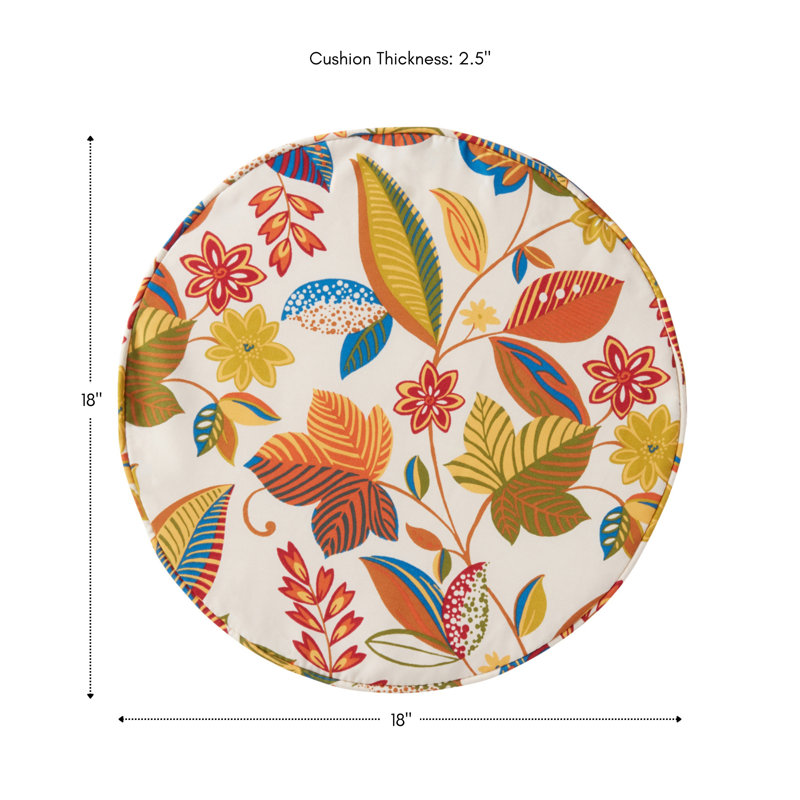 Outdoor Round Dining Chair Seat Pad, Esprit Floral