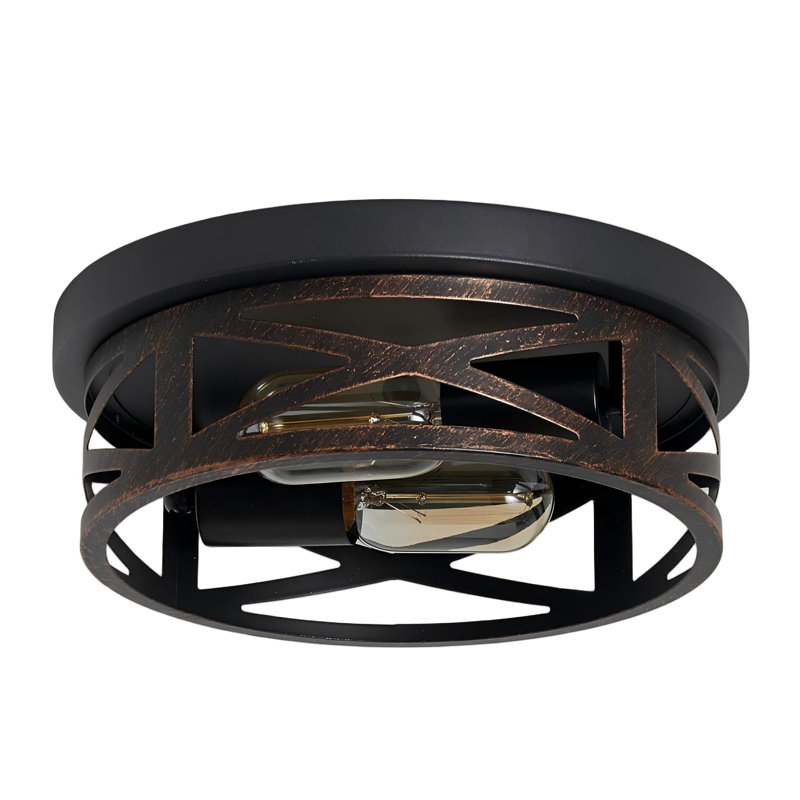 Plafonnier encastré industriel rond, Bronze, 2