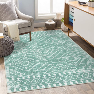 Tapis marocain tribal lavable à motif géométrique lavable pour le salon et la chambre à coucher